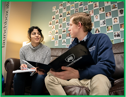 Interns in conversation; showing the banner image small crop