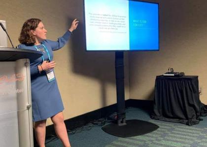 Alaina Eck presenting at 2019 ASHA Conference.