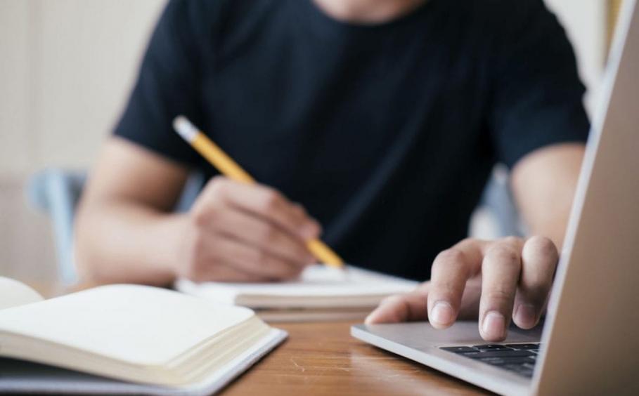 Person working on a laptop